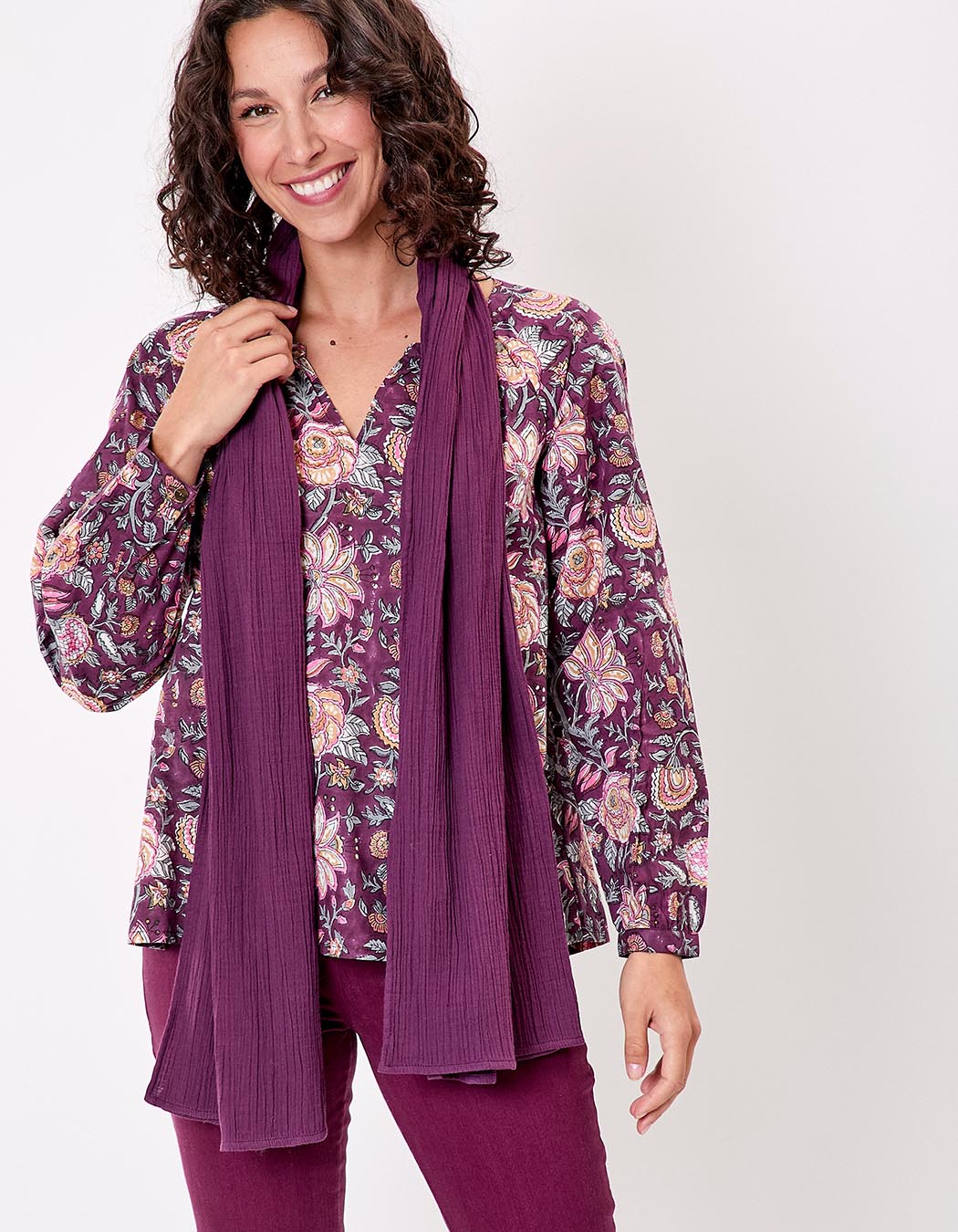 Foulard gaze de coton bio imprimé La Fiancée