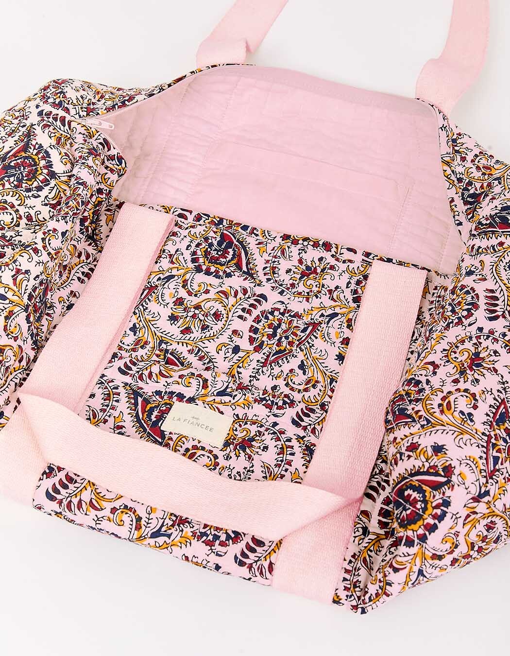Sac bowling matelassé en coton bio imprimé La Fiancée