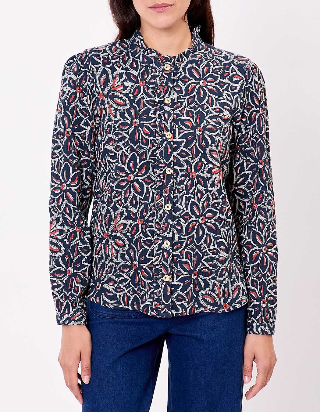 Chemise brodée gaze de coton bio imprimé La Fiancée
