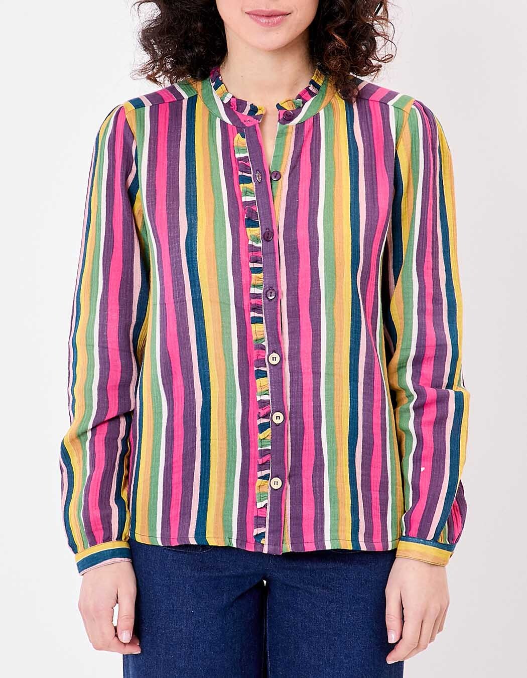 Chemise brodée gaze de coton bio imprimé La Fiancée