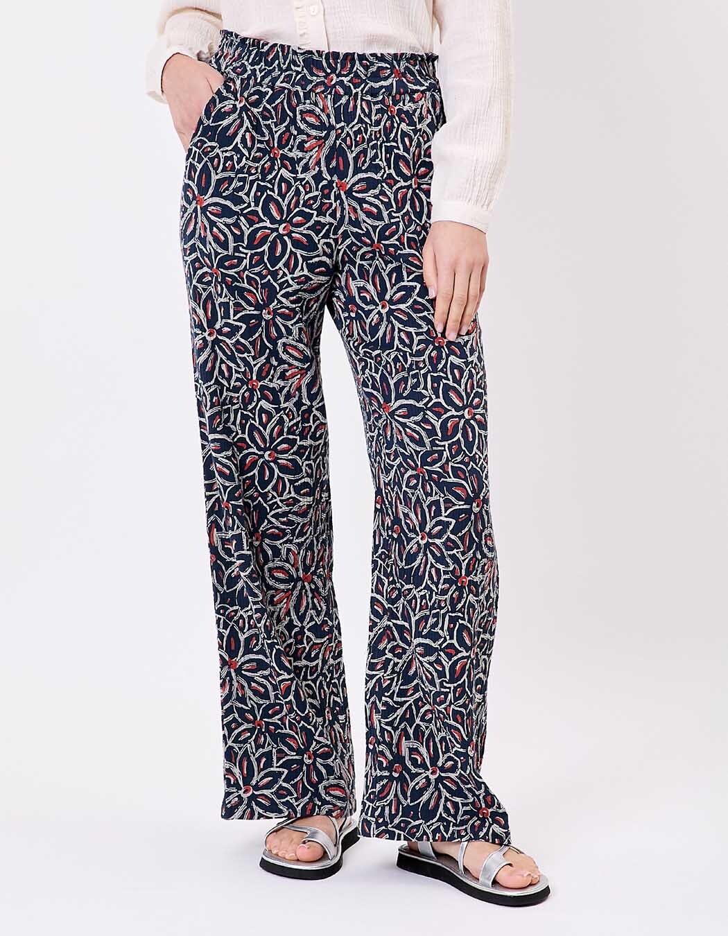 Pantalon large gaze de coton bio imprimé La Fiancée