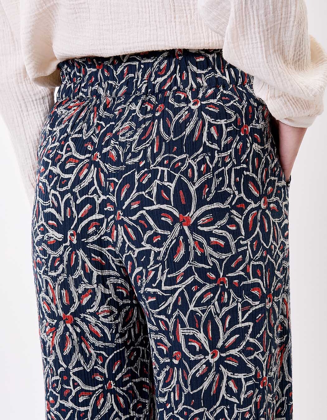 Pantalon large gaze de coton bio imprimé La Fiancée