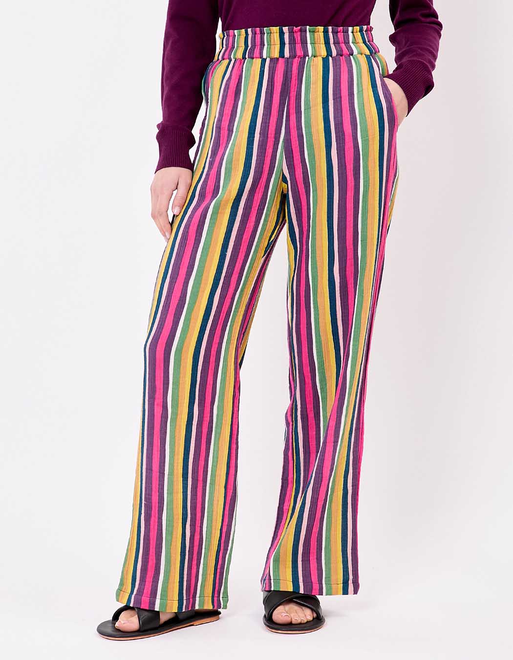 Pantalon large gaze de coton bio imprimé La Fiancée