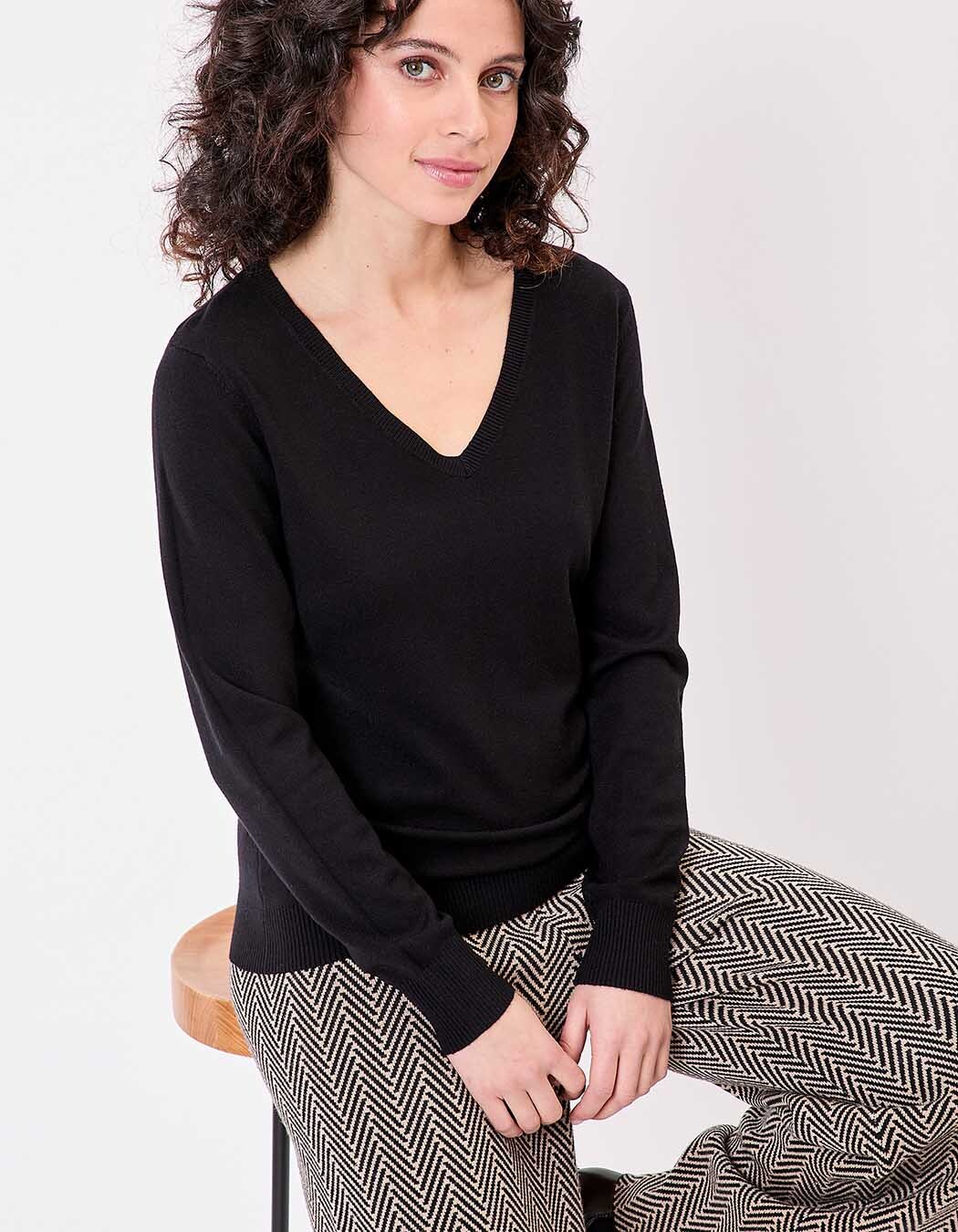 Pull maille col V femme imprimé La Fiancée