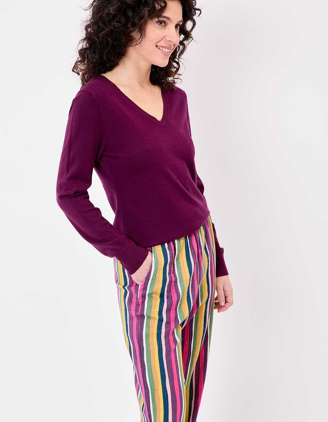 Pull maille col V femme imprimé La Fiancée