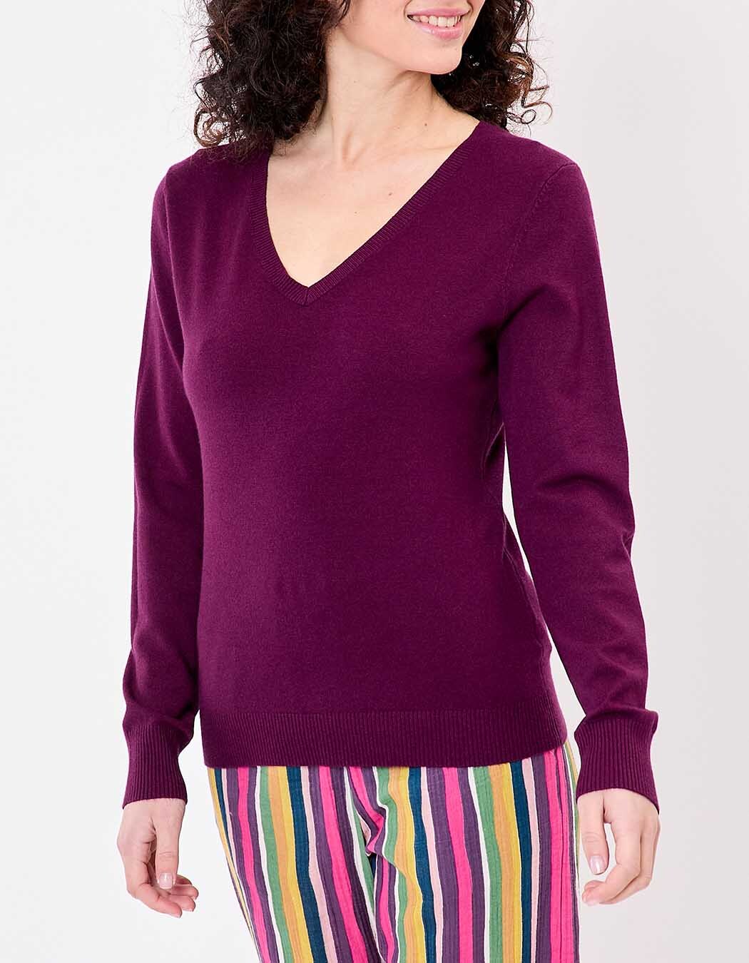 Pull maille col V femme imprimé La Fiancée