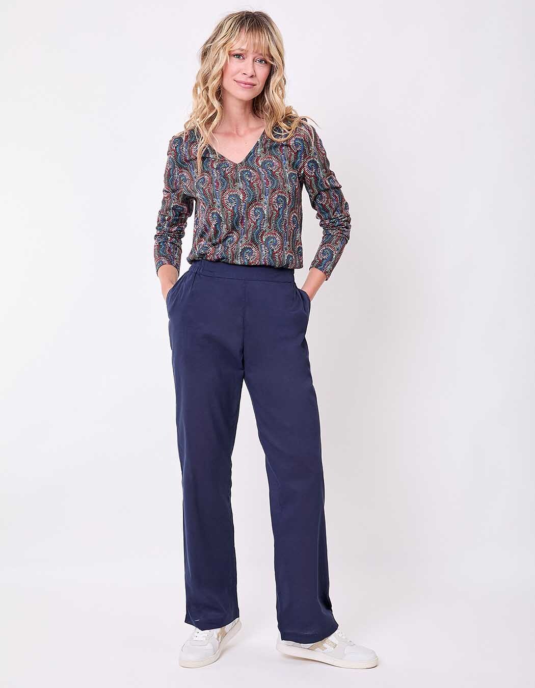 Pantalon droit voile de coton bio imprimé La Fiancée