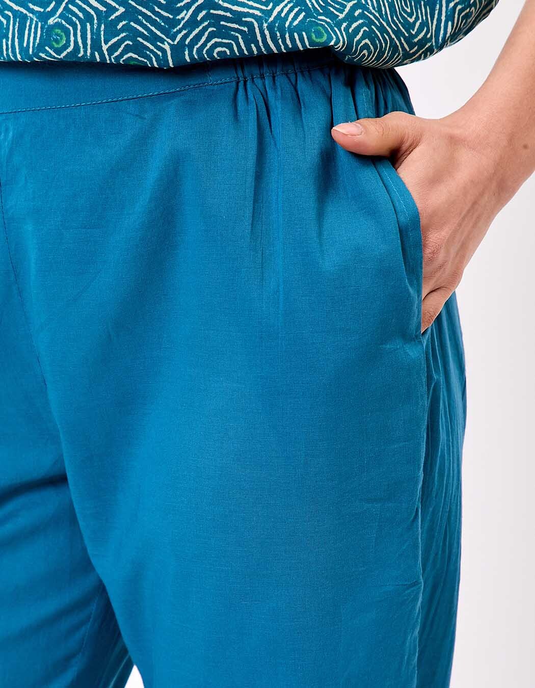 Pantalon droit voile de coton bio imprimé La Fiancée