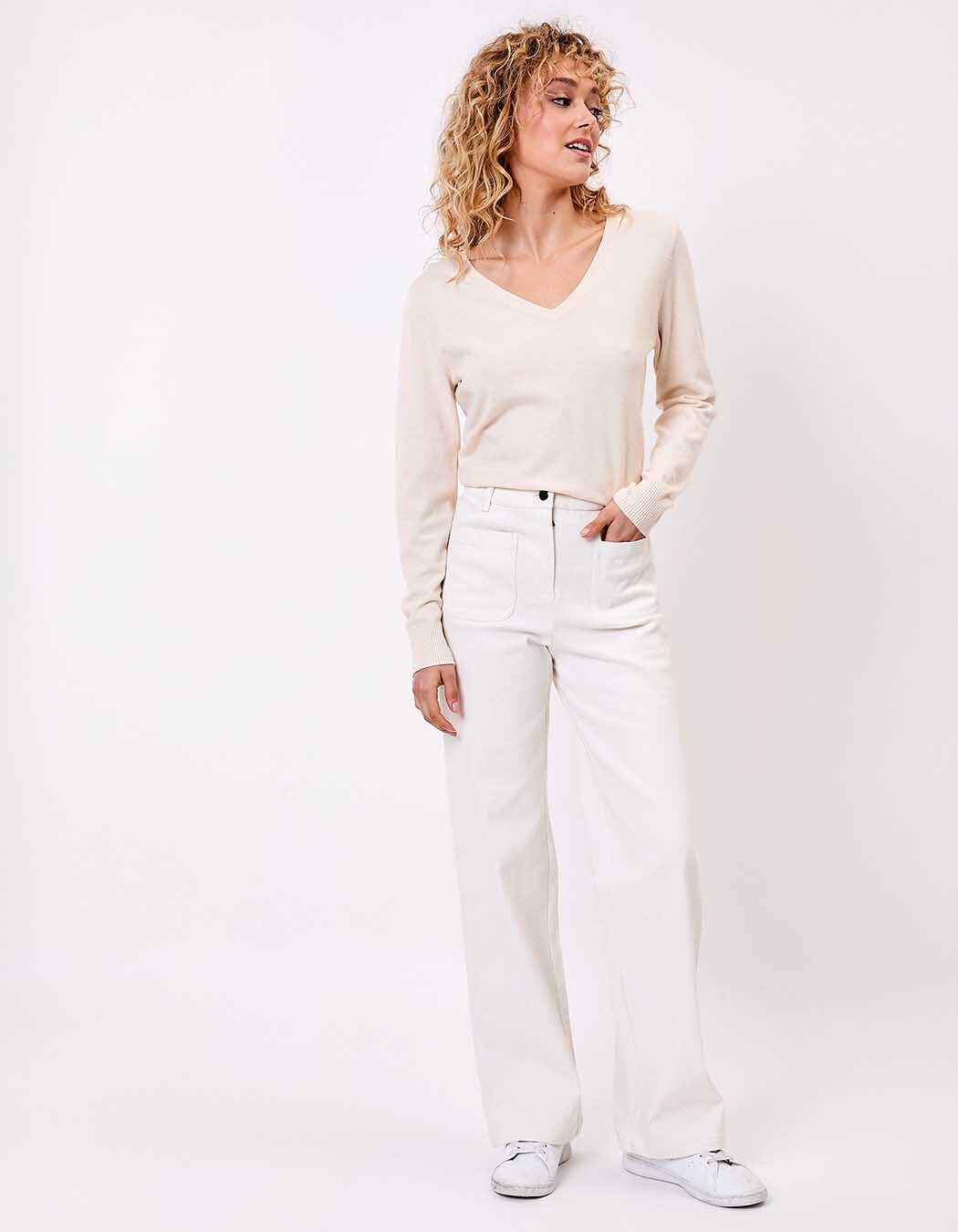 Jean large denim coton bio imprimé La Fiancée