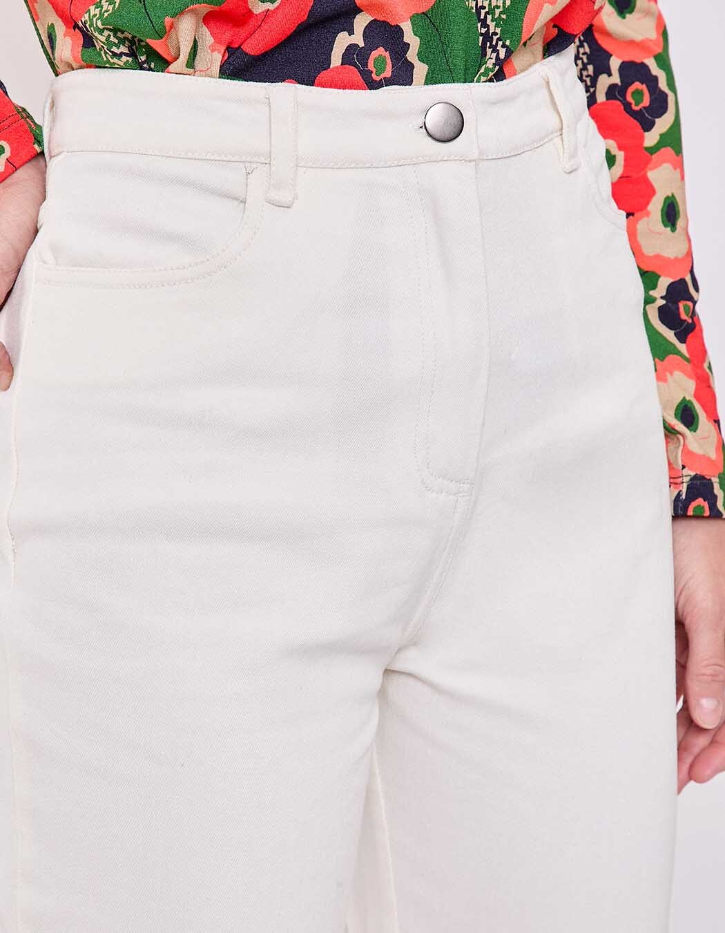 Jean droit denim coton bio imprimé La Fiancée