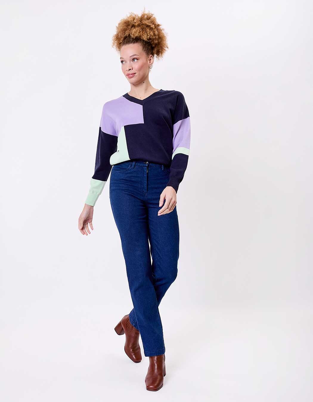 Jean droit denim coton bio imprimé La Fiancée