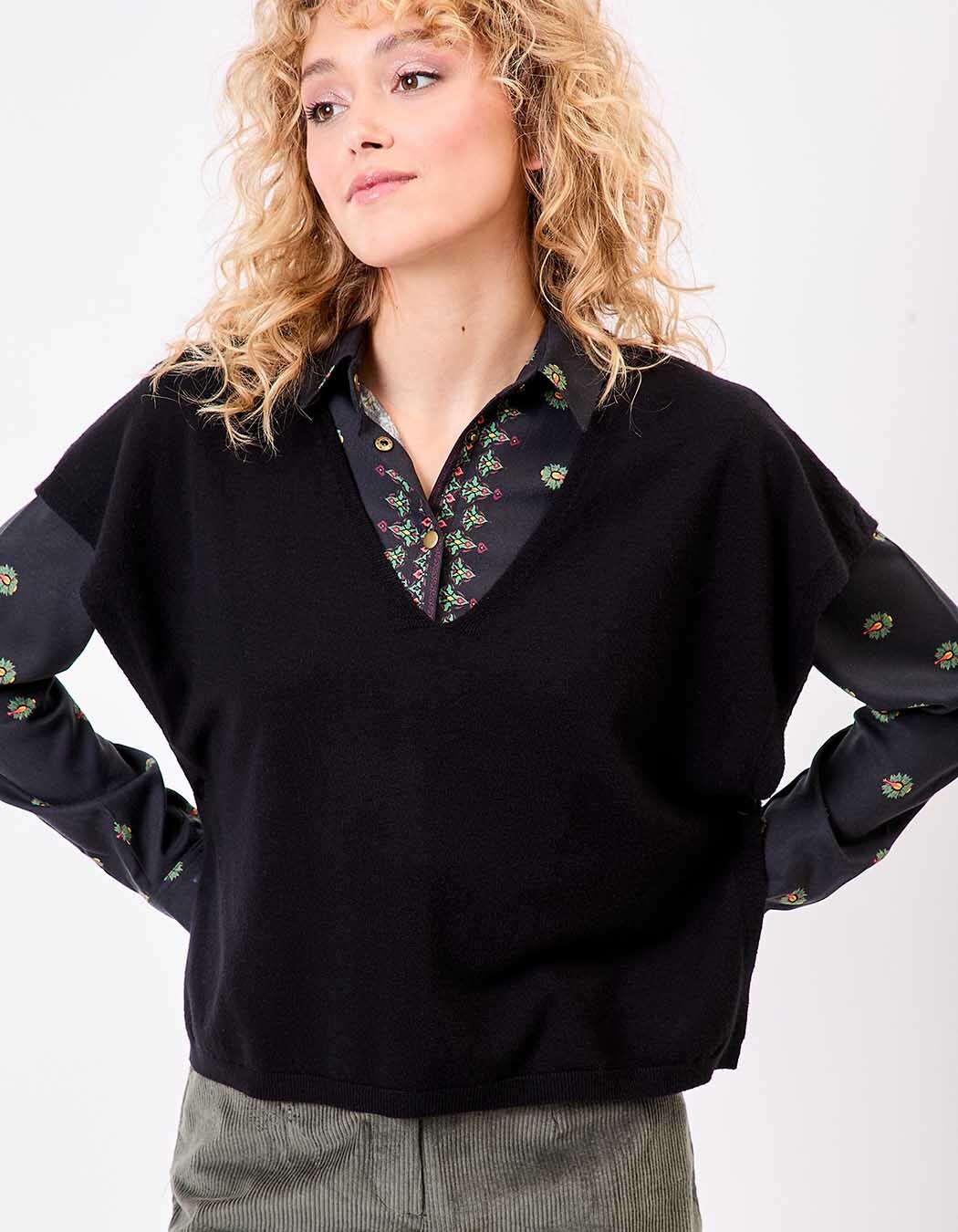 Pull maille sans manche imprimé La Fiancée