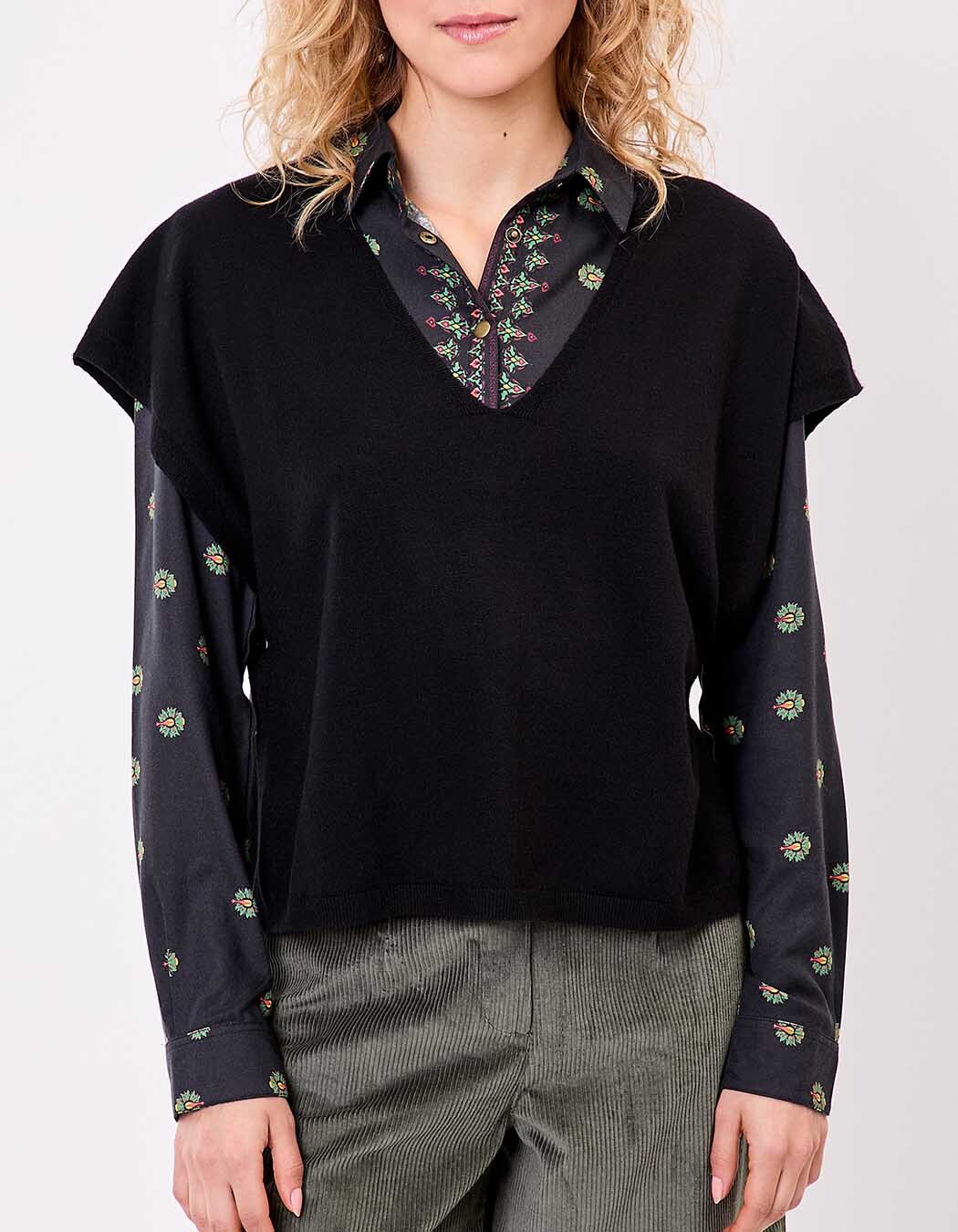 Pull maille sans manche imprimé La Fiancée