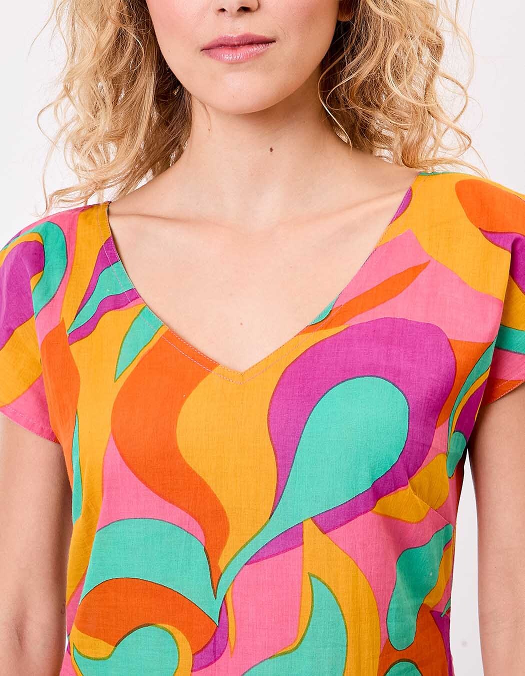 Robe longue voile de coton bio imprimé La Fiancée