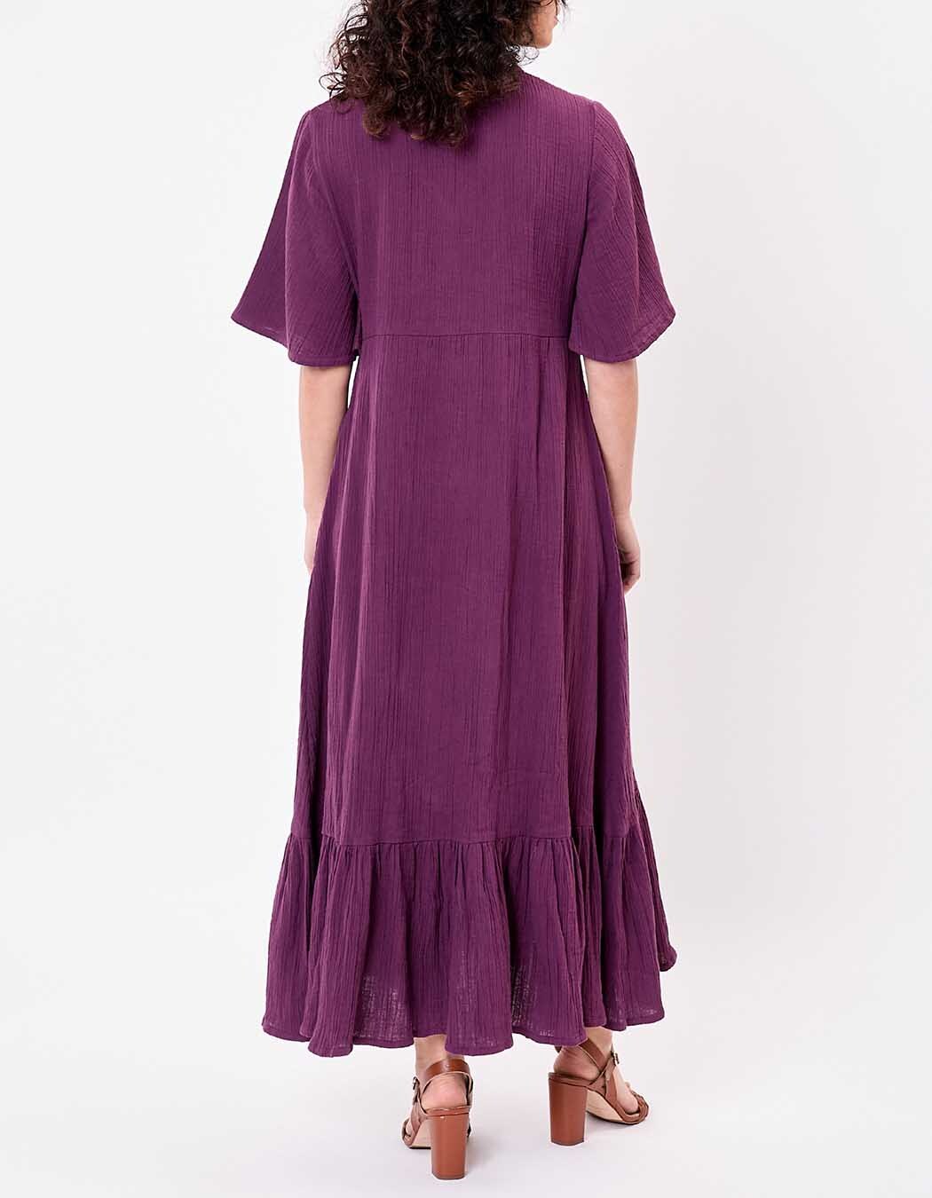 Robe longue évasée gaze de coton bio imprimé La Fiancée