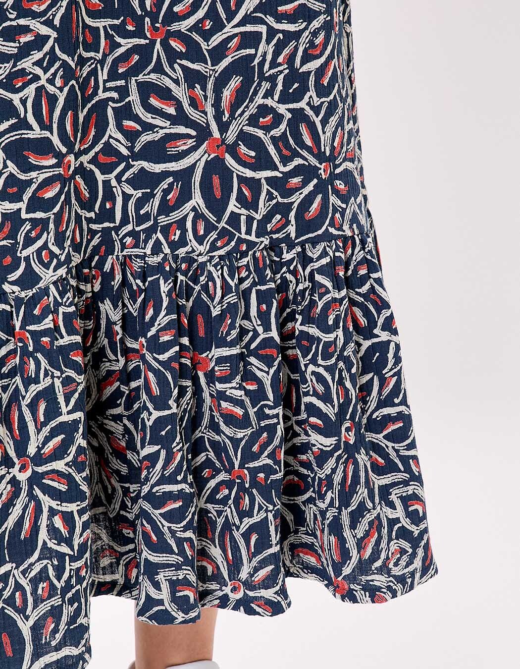 Robe longue évasée gaze de coton bio imprimé La Fiancée