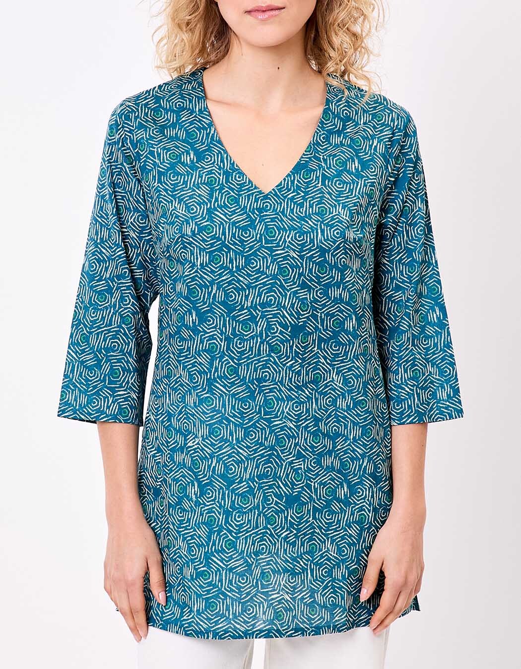 Tunique Voile Taille Unique Grand (tailles 44/46) - Couleurs Vert/noir/blanc/beige - Motif Floral - Neuve Sans étiquettes