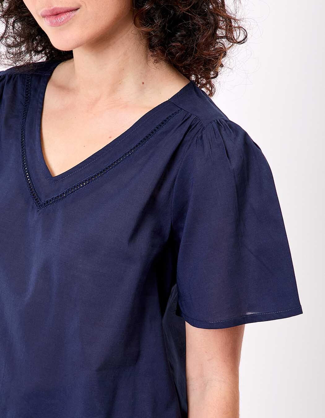 Top manches courtes voile de coton bio imprimé La Fiancée
