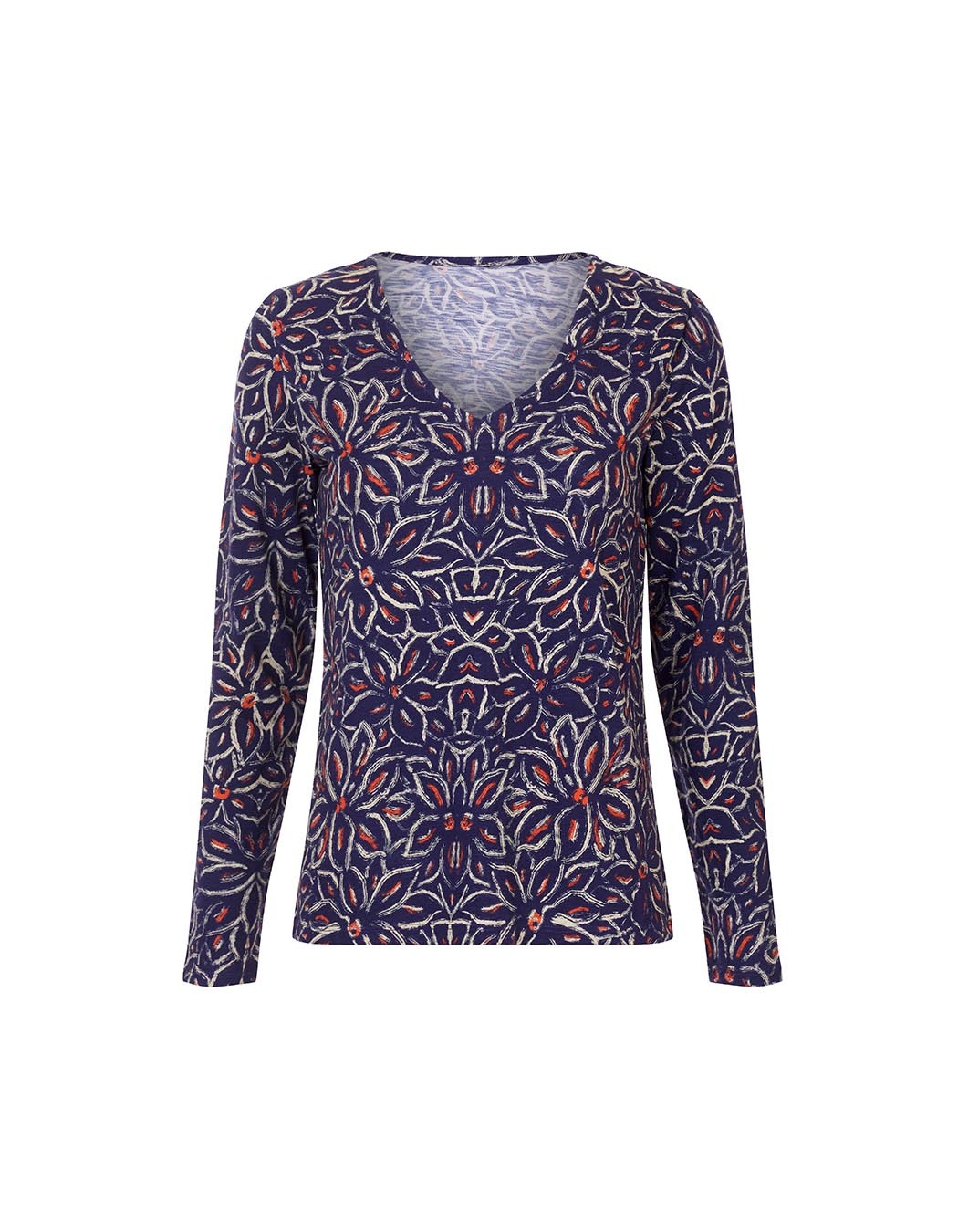 T-shirt col V imprim&eacute; coton bio imprim&eacute; La Fianc&eacute;e