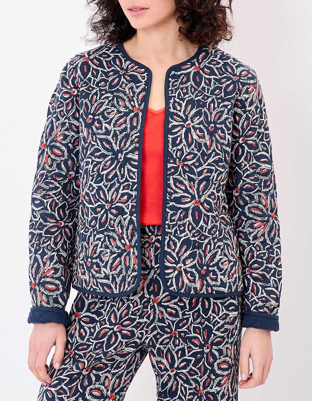 Veste matelassée réversible gaze de coton bio imprimé La Fiancée