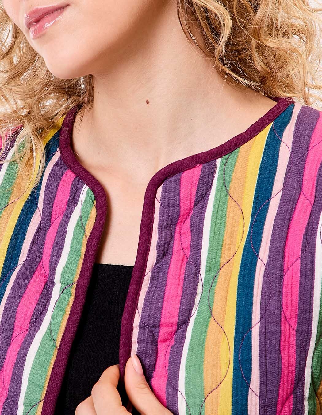 Veste matelassée réversible gaze de coton bio imprimé La Fiancée