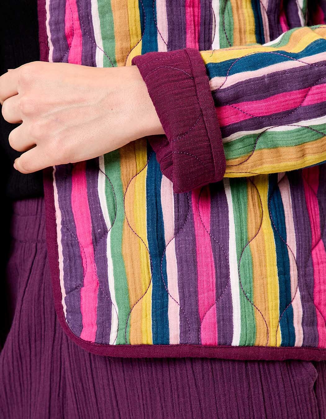 Veste matelassée réversible gaze de coton bio imprimé La Fiancée