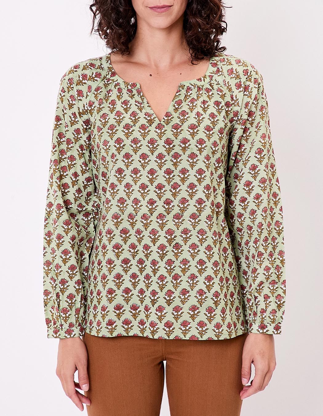 Blouse coton évasée manches longues imprimé La Fiancée