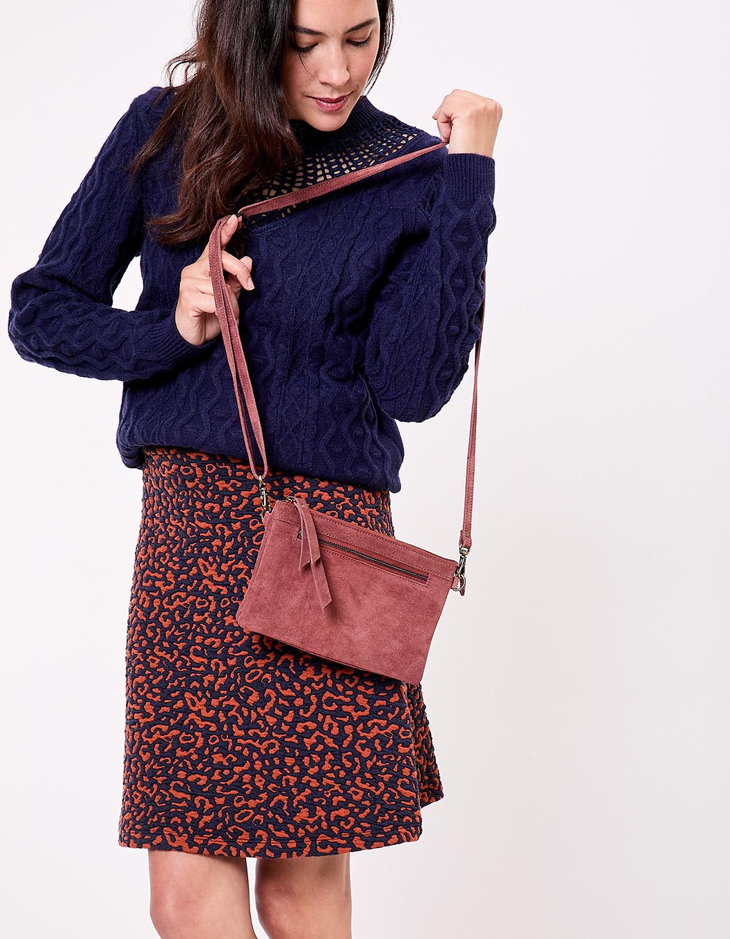 Sac bandoulière en cuir avec double pochette imprimé La Fiancée