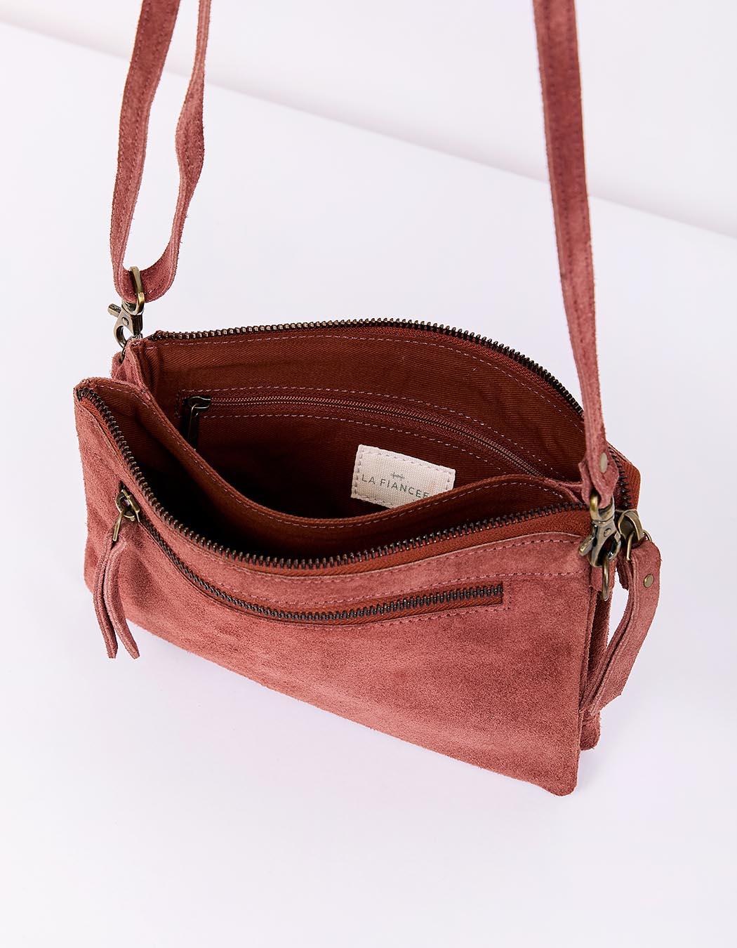 Sac bandoulière en cuir avec double pochette imprimé La Fiancée