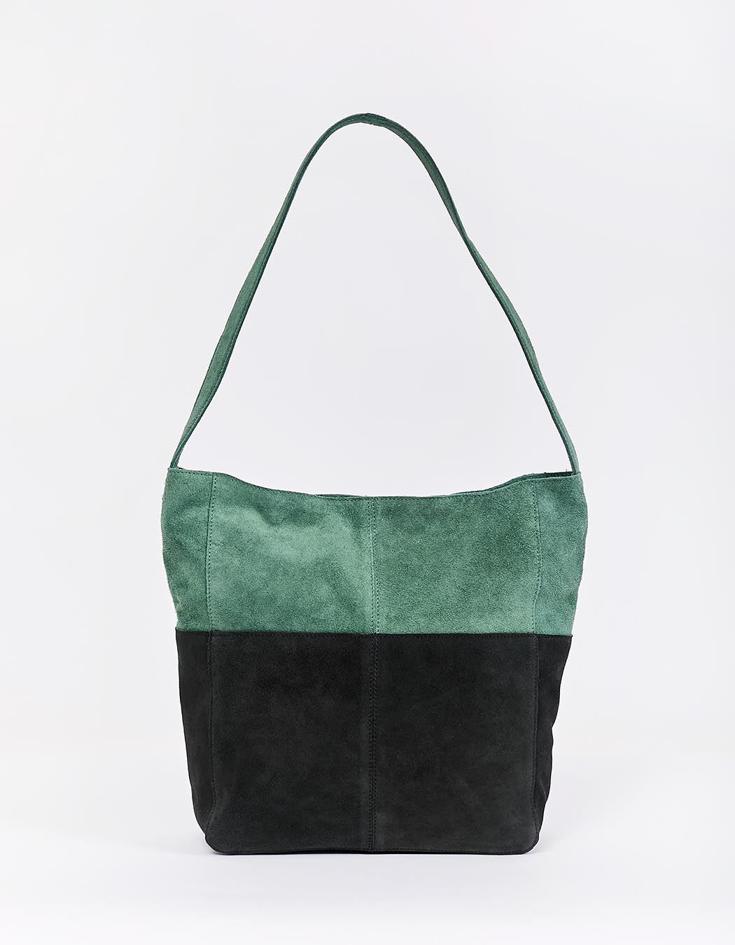Sac besace bi-colore en cuir suédé imprimé La Fiancée