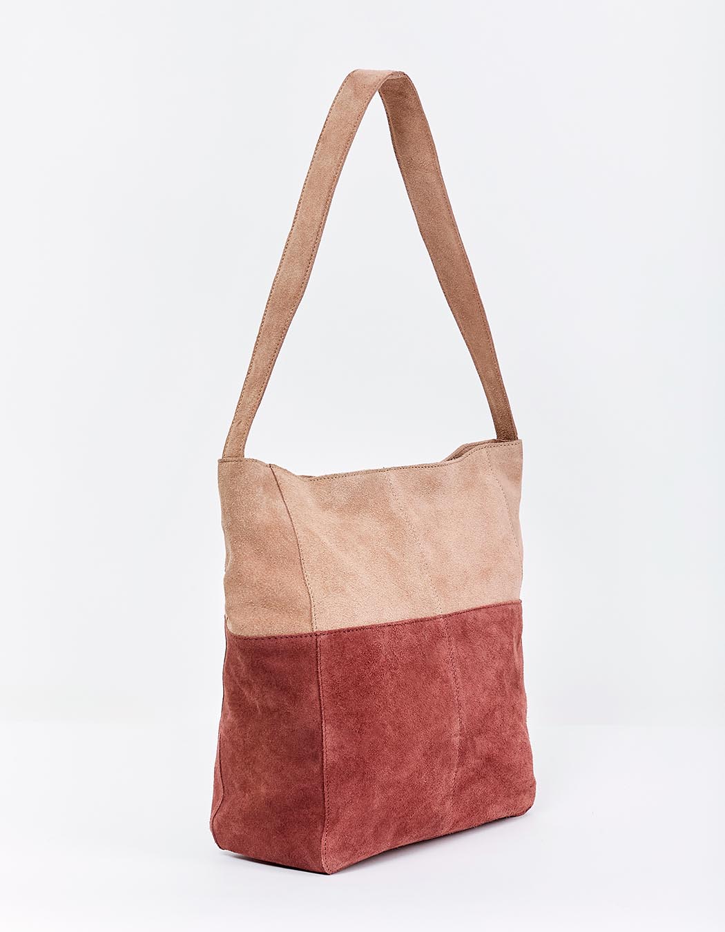 Sac besace bi-colore en cuir suédé imprimé La Fiancée