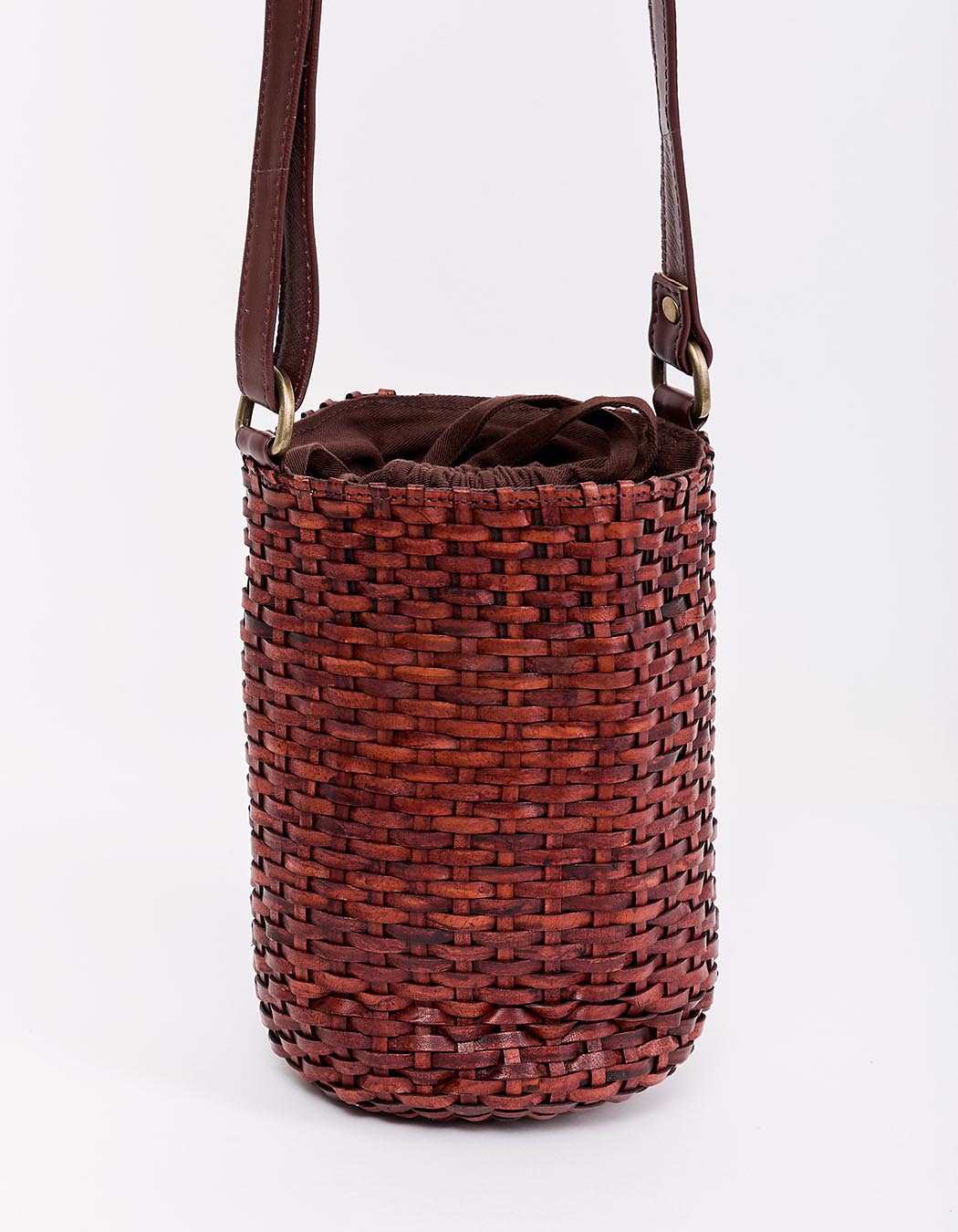 Sac seau en cuir tressé imprimé La Fiancée