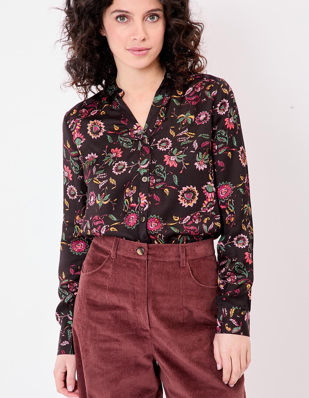 Chemise droite satinée imprimé La Fiancée