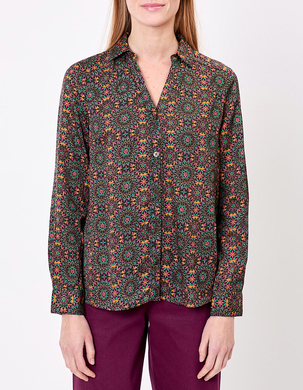 Chemise droite satinée imprimé La Fiancée