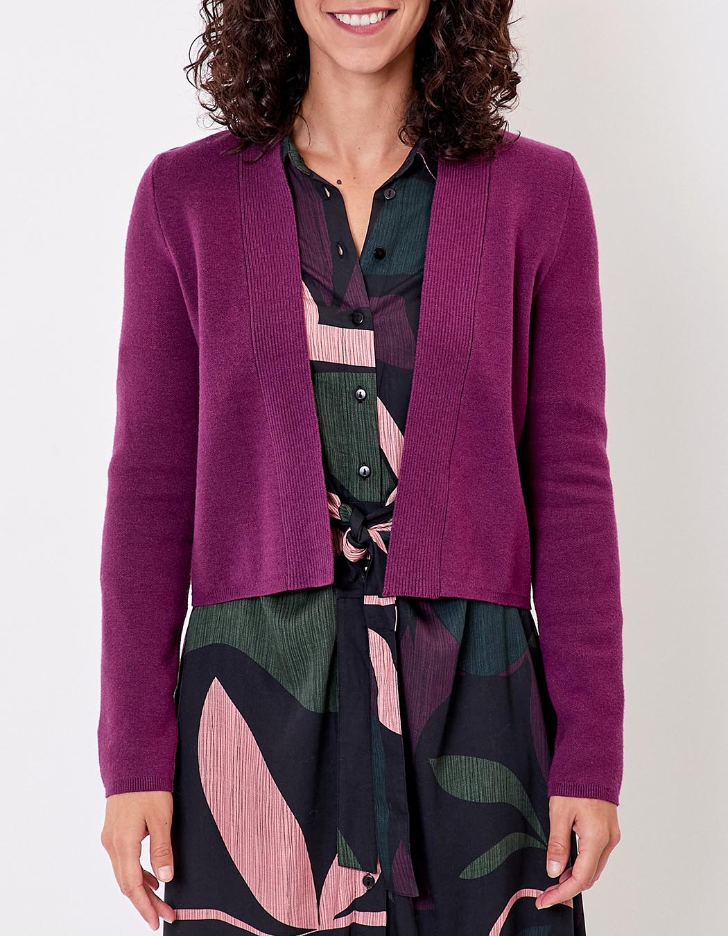 Gilet court maille uni femme imprimé La Fiancée