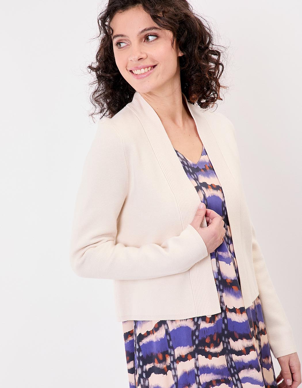 Gilet court maille uni femme imprimé La Fiancée