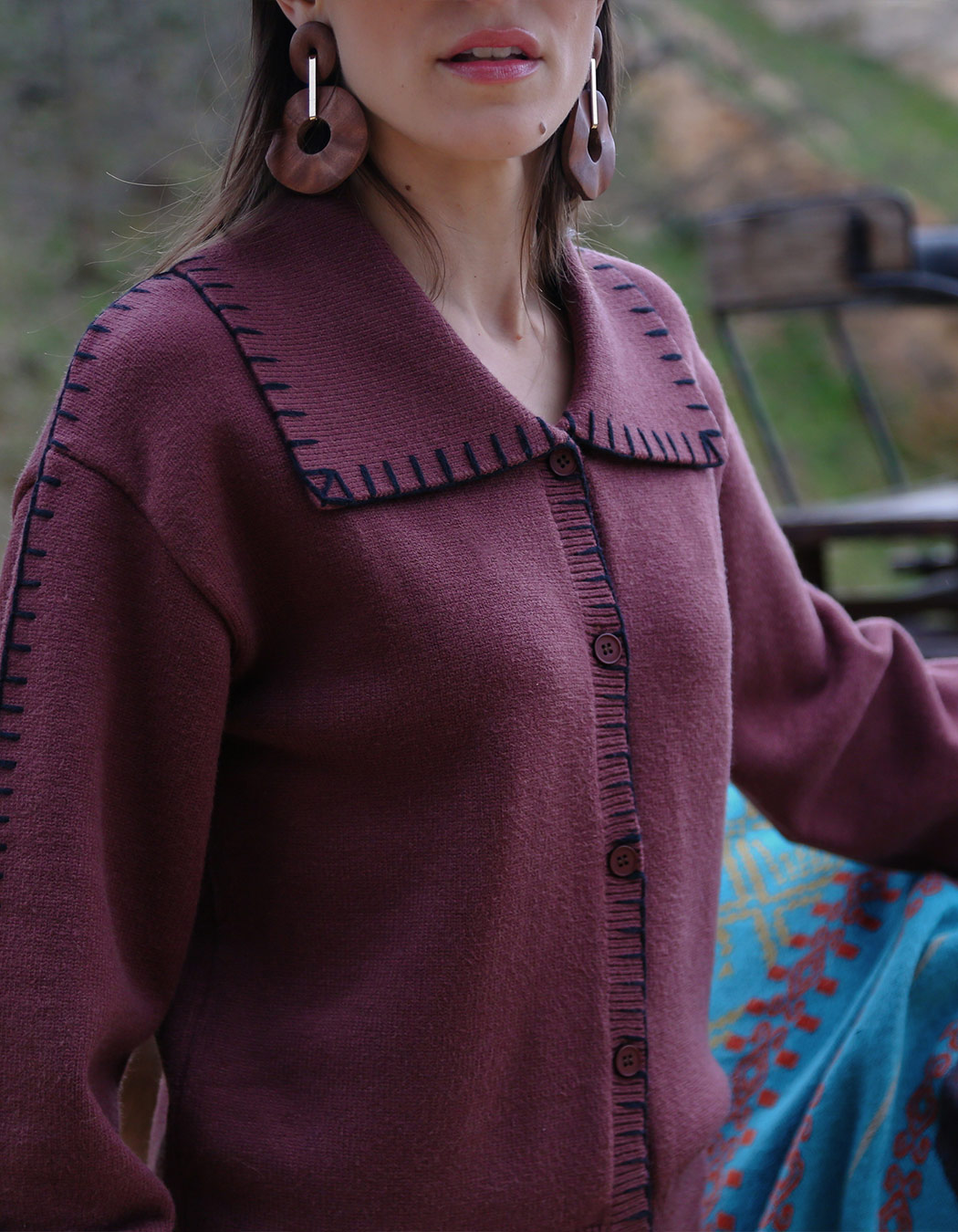 Gilet maille col chemise imprimé La Fiancée