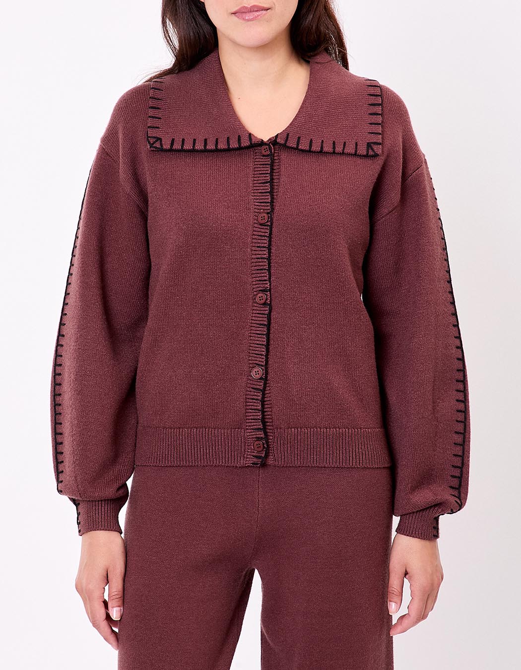 Gilet maille col chemise imprimé La Fiancée