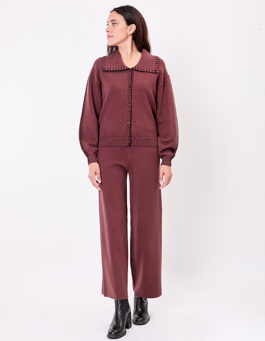 Gilet maille col chemise imprimé La Fiancée