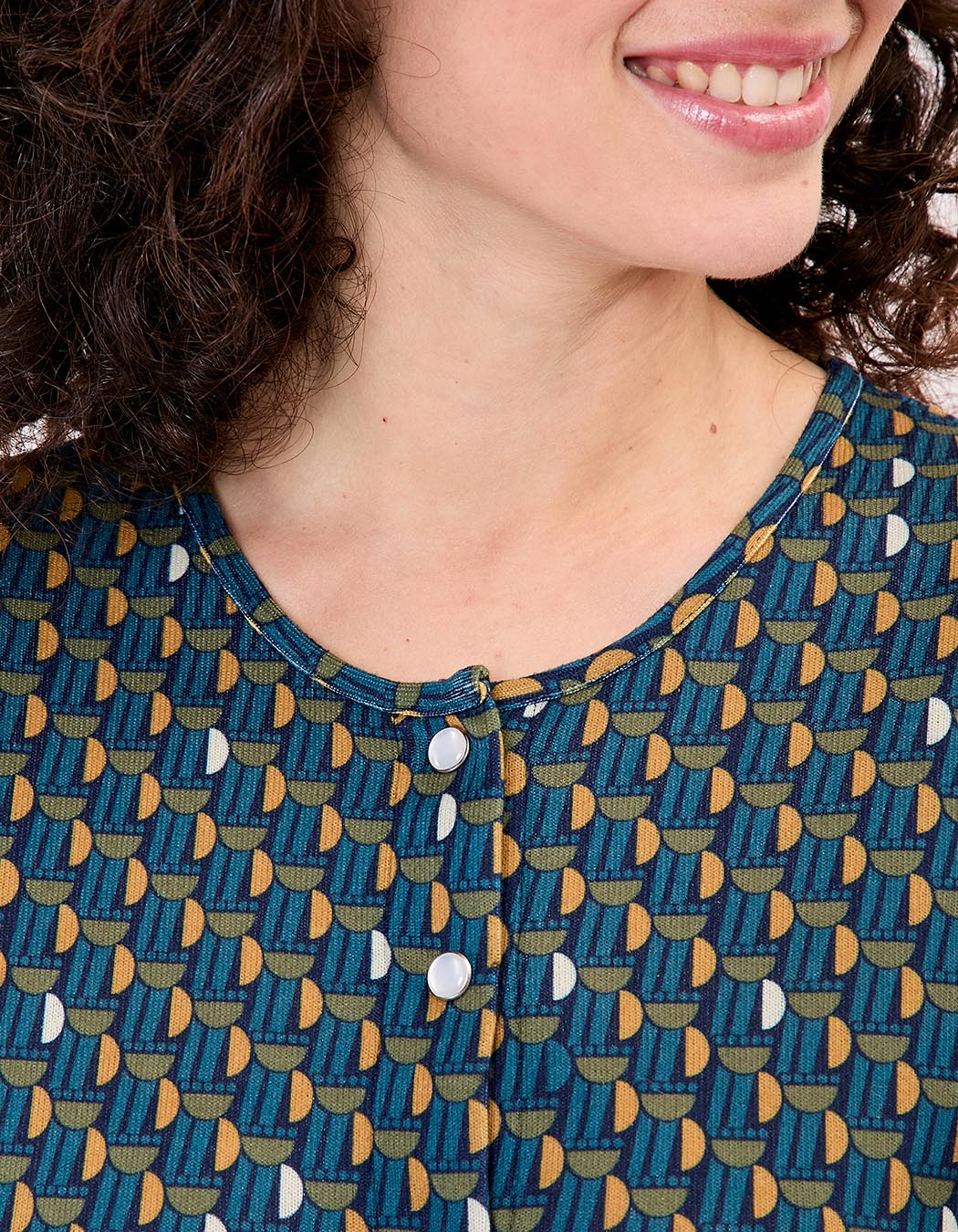 Gilet maille fine boutonnée imprimé La Fiancée