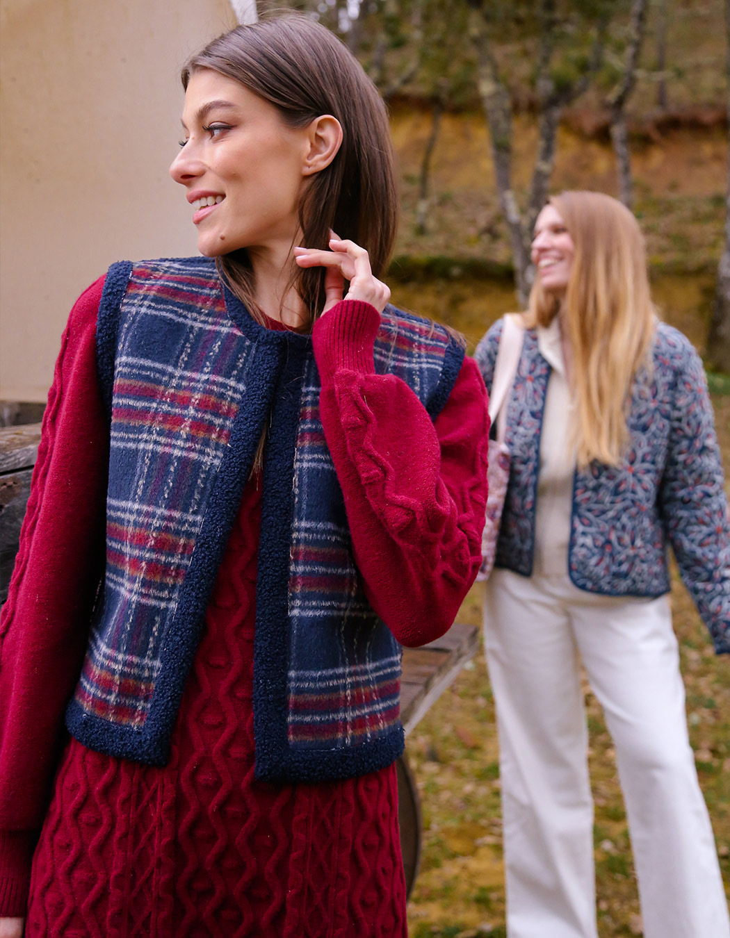 Gilet sherpa sans manche réversible imprimé La Fiancée