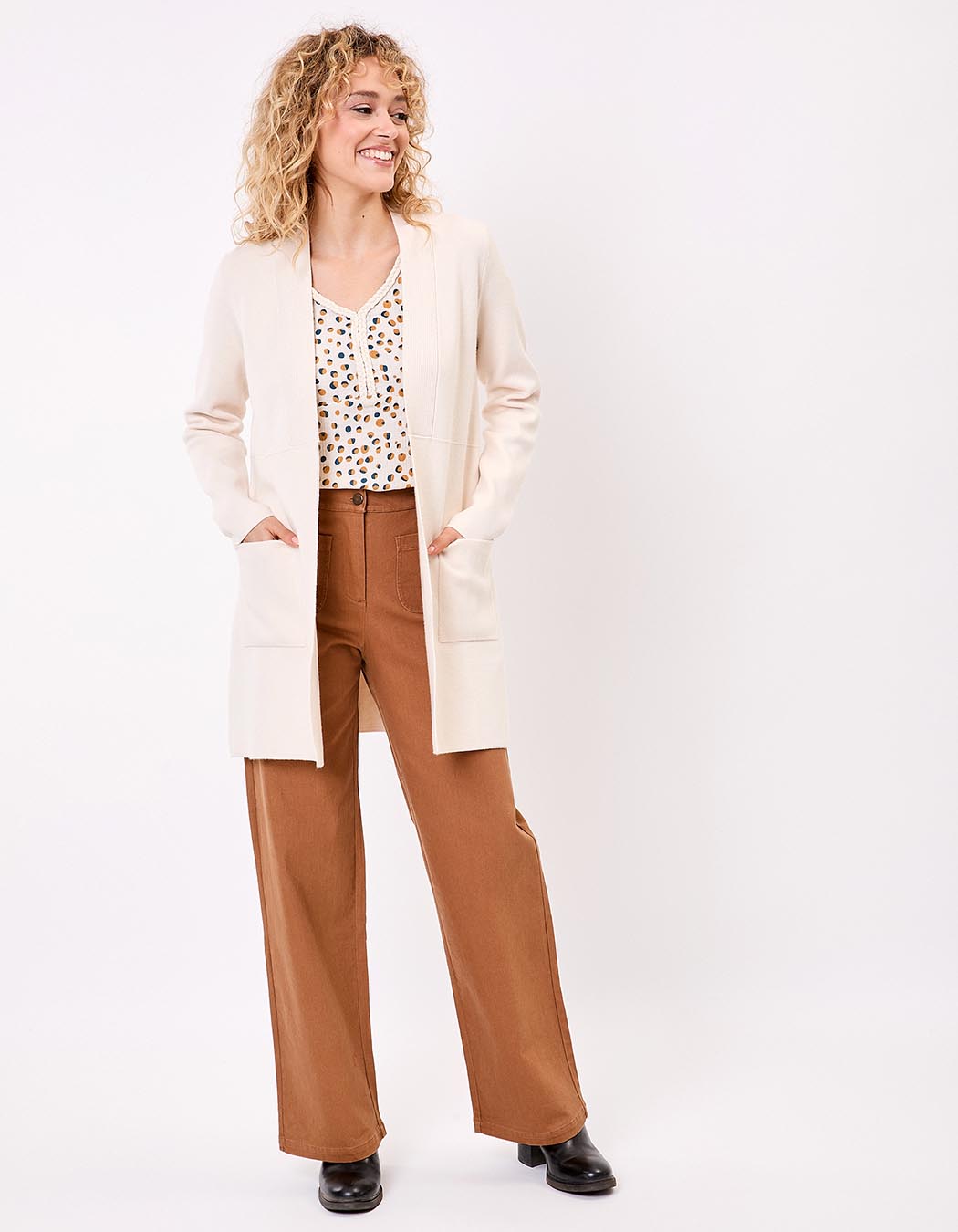 Gilet uni long en maille imprimé La Fiancée