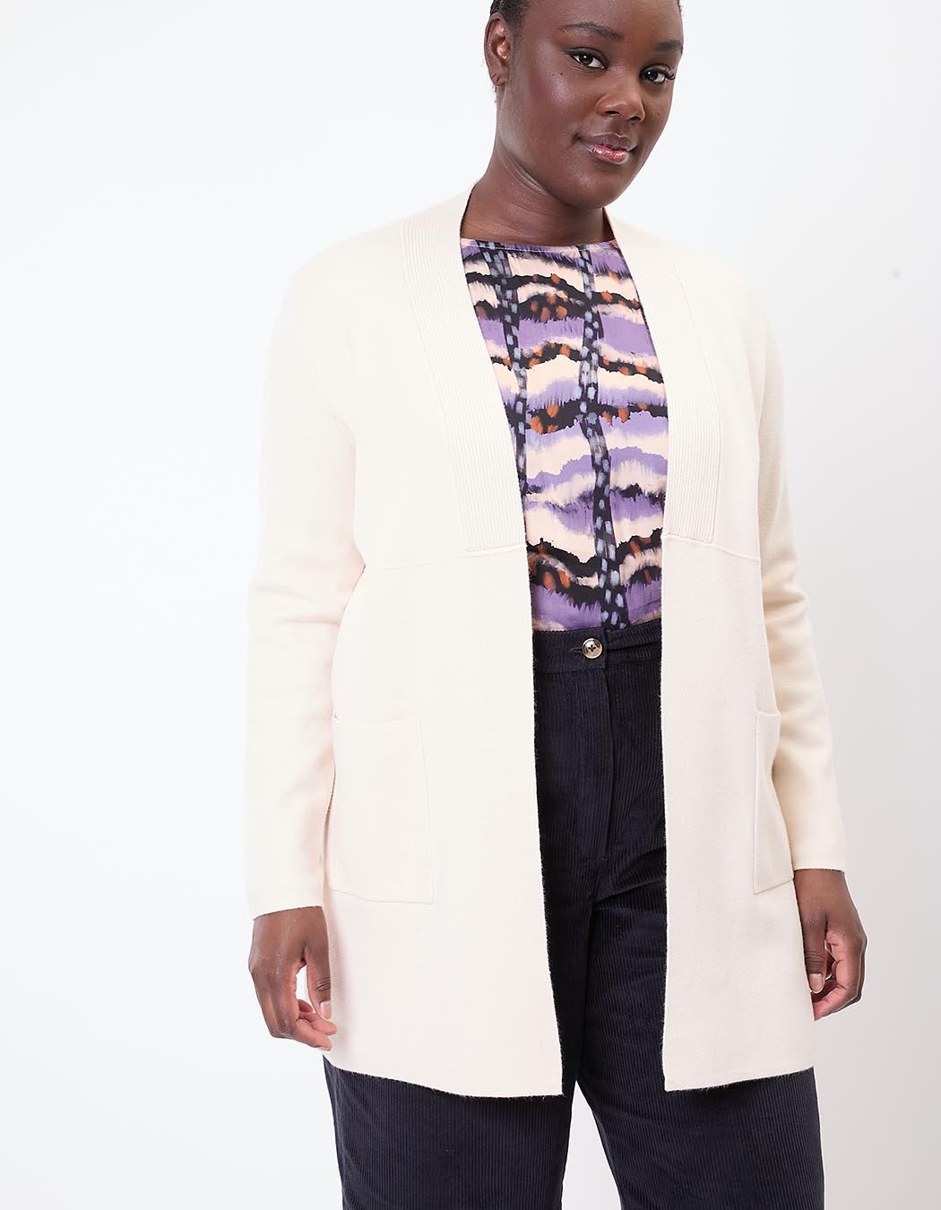 Gilet uni long en maille imprimé La Fiancée