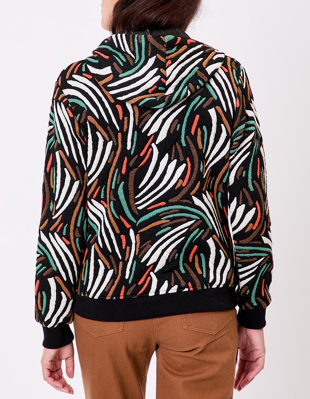 Sweat zippé maille jacquard imprimé La Fiancée