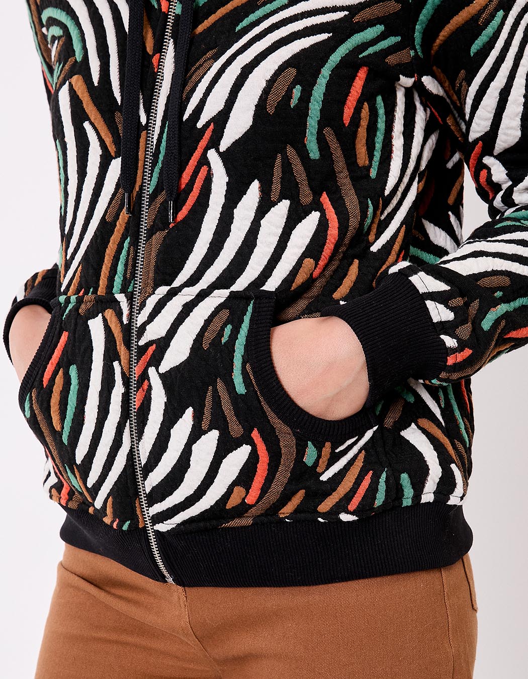 Sweat zippé maille jacquard imprimé La Fiancée