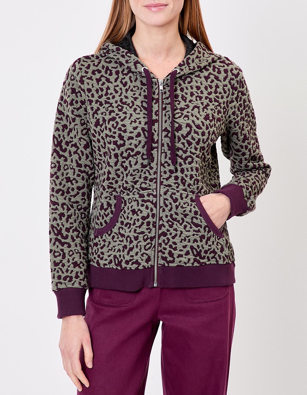 Sweat zippé maille jacquard imprimé La Fiancée