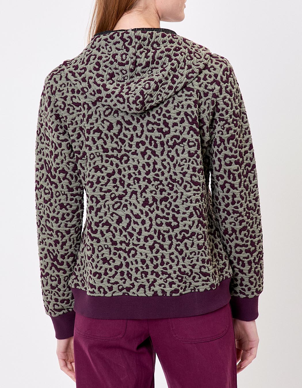 Sweat zippé maille jacquard imprimé La Fiancée