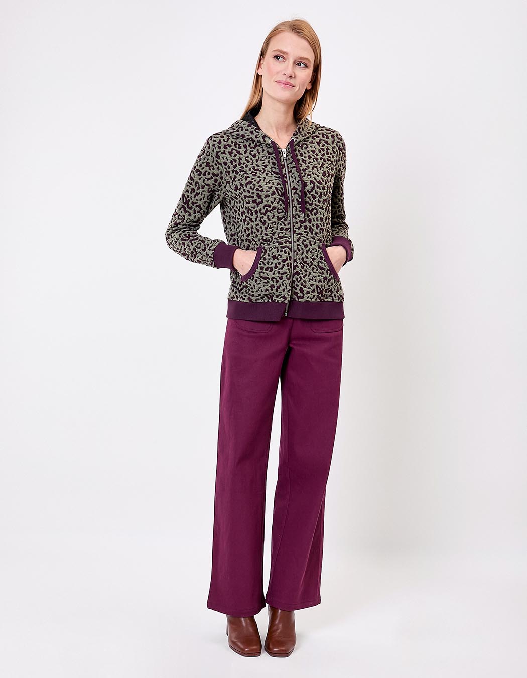Sweat zippé maille jacquard imprimé La Fiancée