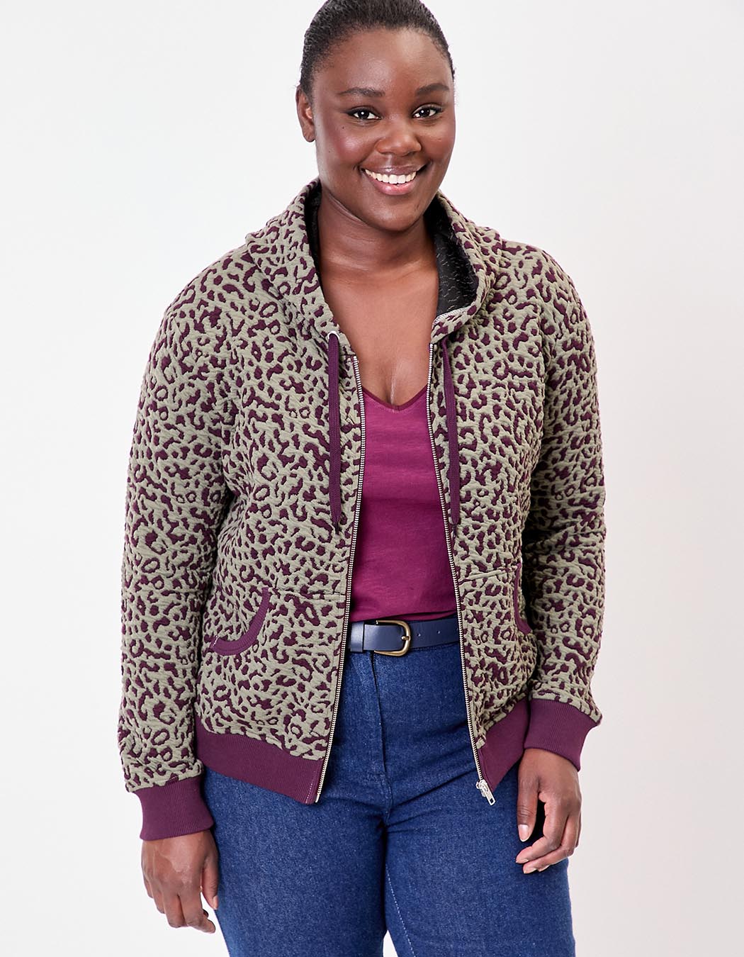 Sweat zippé maille jacquard imprimé La Fiancée