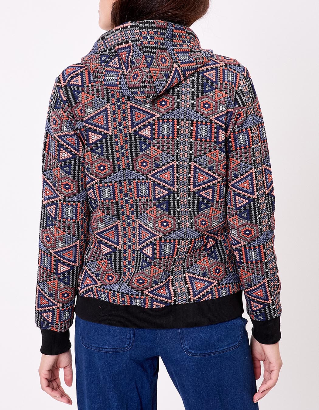Sweat zippé maille jacquard imprimé La Fiancée